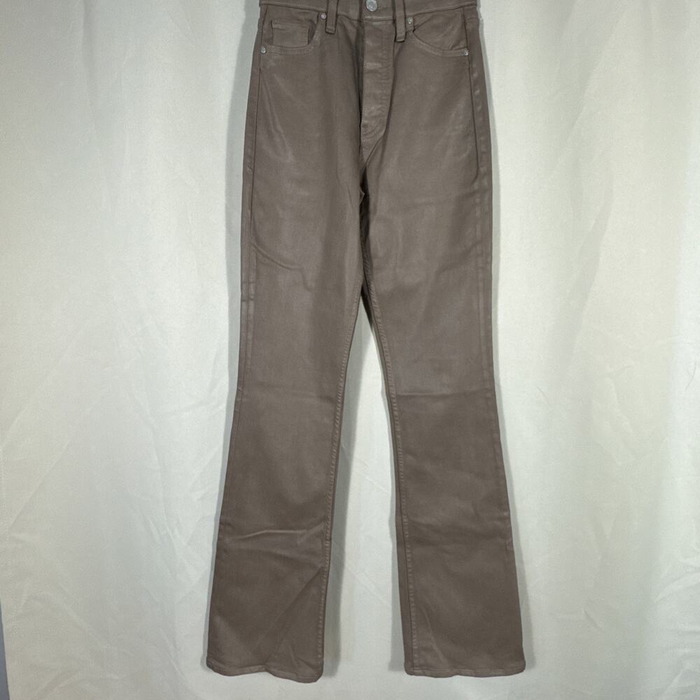 Hudson Faye Coated Chinchilla Jeans Women 25 Brown Bootcut Flare Waxed Y2K